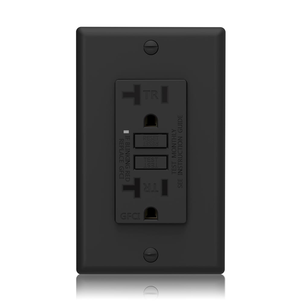 20A GFCI Outlet With LED Indicator & Wallplate - Non-Tamper-Resistant, White, 125V/60Hz, Kingsale4u HY-GFCI-20C