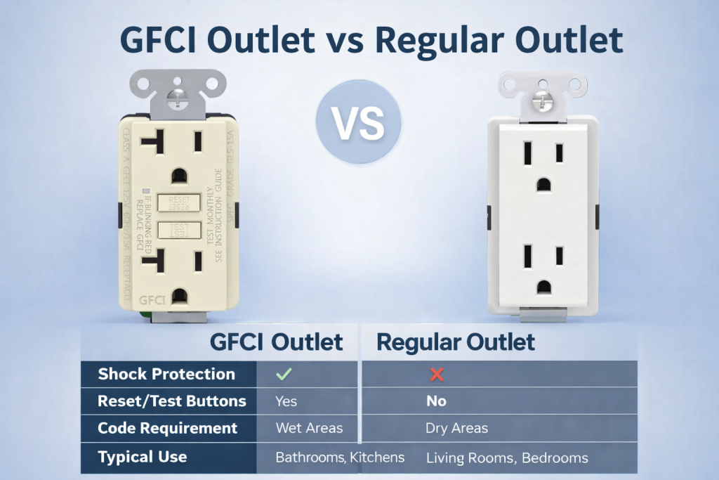 GFCI Outlet vs Regular Outlet: What’s the Difference and When to Use Each