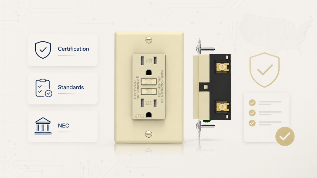 AFCI outlet certification, standards, and NEC compliance for U.S. electrical projects