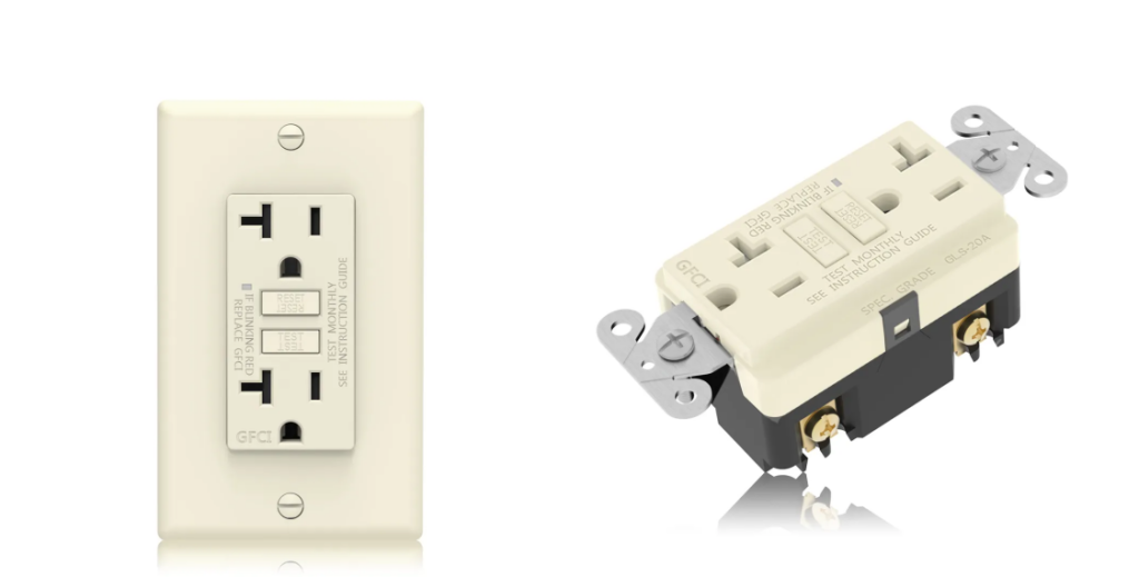 Faith Electric ETL/UL Listed Self-Test GFCI Outlets GLS-20A Non Tamper-Resistant Almond