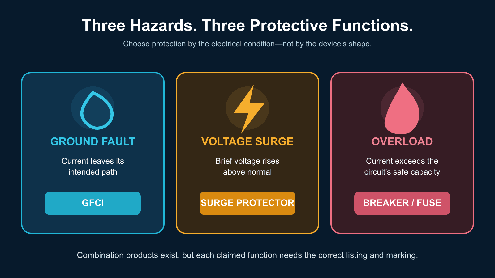 Comparison diagram of ground-fault shock surge voltage and overload hazards